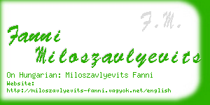 fanni miloszavlyevits business card